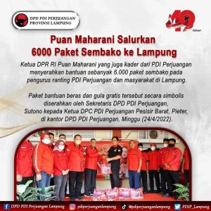 Puan Maharani Salurkan Ribuan Paket Sembako ke Lampung