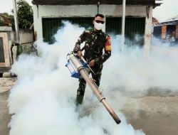 Cegah Penyebaran DBD, Babinsa Gerning Dampingi Kegiatan Fogging