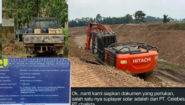 Pelaksana Proyek Tanggul Way Katibung–Way Sulan Sebut PT Celebes dan PT Chalista sebagai Supplier Solar Industri, Dokumen Pengadaan Diminta Dibuka