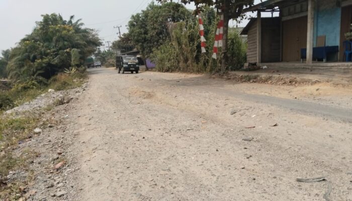 Jalan Lintas Rengat–Tembilahan KM 23 Kuala Mulya Rusak Parah, Warga Minta Perhatian Pemerintah